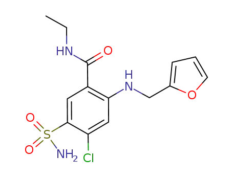 Molecular Structure of 1236290-43-9 (N-ethyl 5-aminosulfonyl-4-chloro-2-[(2-furanylmethyl)amino]benzamide)