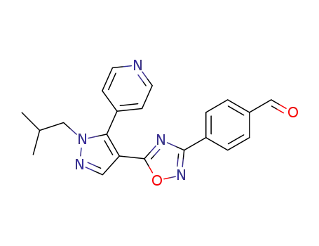 Molecular Structure of 1258009-72-1 (4-(5-(1-isobutyl-5-(pyridin-4-yl)-1H-pyrazol-4-yl)-1,2,4-oxadiazol-3-yl)benzaldehyde)