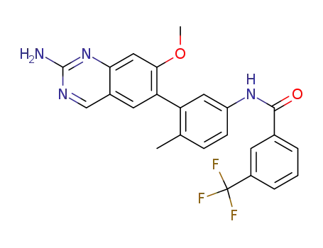 Molecular Structure of 1191932-17-8 (2-amino-7-methoxy-6-[2-methyl-5-((3-trifluoromethyl)benzamido)phenyl]quinazoline)