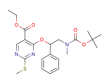 ethyl 4-(2-(tert-butoxycarbonyl(methyl)amino)-1-phenylethoxy)-2-(methylthio)pyrimidine-5-carboxylate