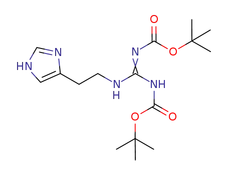 Molecular Structure of 255061-12-2 (N',N''-bis(tert-butoxycarbonyl)-N-(2-(1H-imidazol-4-yl)ethyl)guanidine)