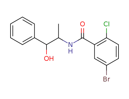 Molecular Structure of 1150313-65-7 (5-bromo-2-chloro-N-(1-hydroxy-1-phenylpropane-2-yl)benzamide)