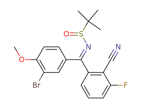(E)-N-((3-bromo-4-methoxyphenyl)(2-cyano-3-fluorophenyl)methylene)-2-methylpropane-2-sulfinamide