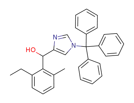 Molecular Structure of 945408-09-3 (rac-(2-ethyl-6-methyl-phenyl)-(1-trityl-1H-imidazol-4-yl)-methanol)