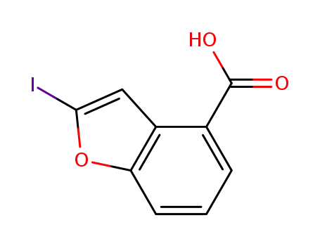 Molecular Structure of 1061591-03-4 (2-iodo-benzofuran-4-carboxylic acid)