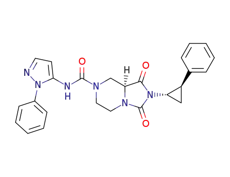 (8aS)-1,3-dioxo-2-[(1S,2R)-2-phenylcyclopropyl]-N-(1-phenyl-1H-pyrazol-5-yl)hexahydroimidazo[1,5-a]pyrazine-7(1H)-carboxamide
