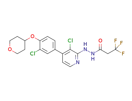 Molecular Structure of 1255311-48-8 (N'-{3-chloro-4-[3-chloro-4-(tetrahydro-2H-pyran-4-yloxy)-phenyl]-pyridin-2-yl}-3,3,3-trifluoropropanohydrazide)