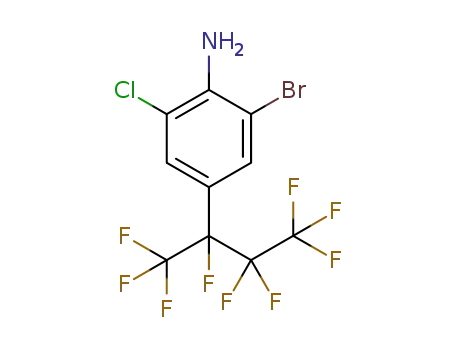 Molecular Structure of 1254318-28-9 (2-bromo-6-chloro-4-(1,2,2,3,3,3-hexafluoro-1-trifluoromethylpropyl)phenylamine)