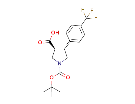 Molecular Structure of 1227844-91-8 ((3S,4R)-1-(tert-butoxycarbonyl)-4-(4-trifluoromethylphenyl)pyrrolidine-3-carboxylic acid)