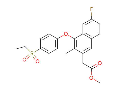 Molecular Structure of 1227385-01-4 ([4-(4-ethanesulfonyl-phenoxy)-6-fluoro-3-methyl-naphthalen-2-yl]-acetic acid methyl ester)