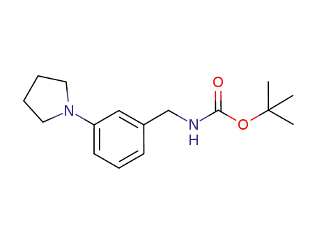 Molecular Structure of 828242-06-4 (Carbamic acid, [[3-(1-pyrrolidinyl)phenyl]methyl]-, 1,1-dimethylethyl
ester)