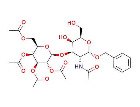 Molecular Structure of 90754-57-7 (Benzyl2-acetamido-3-O-(2,3,4,6-tetra-O-acetyl-b-D-galactopyranosyl)-2-deoxy-a-D-galactopyranoside)