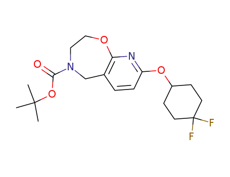Molecular Structure of 1154471-80-3 (tert-butyl 8-[(4,4-difluorocyclohexyl)oxy]-2,3-dihydropyrido[3,2-f][1,4]oxazepine-4(5H)-carboxylate)