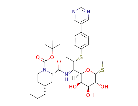 methyl (7S)-6-N-((2′S,4′R)-1′-N-(tert-butoxycarbonyl)-4′-(npropyl)piperidine-2′-carbonyl)-7-deoxy-7-(4-(pyrimidin-5-yl)phenylthio)-α-thiolincosaminide