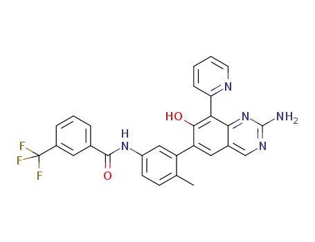 2-amino-7-hydroxy-6-[2-methyl-5-(3-trifluoromethylbenzamide)phenyl]-8-(2-pyridyl)quinazoline