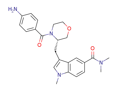 Molecular Structure of 1258967-63-3 (3-[(S)-4-(4-aminobenzoyl)morpholin-3-ylmethyl]-1-methyl-1H-indole-5-carboxylic acid dimethylamide)