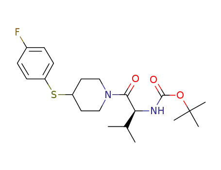Molecular Structure of 1189550-39-7 (t-butyl [(1S)-1-({4-[(4-fluorophenyl)thio]piperidin-1-yl}carbonyl)-2-methylpropyl]carbamate)
