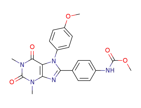 Molecular Structure of 1217272-79-1 (methyl 4-(7-(4-methoxyphenyl)-1,3-dimethyl-2,6-dioxo-2,3,6,7-tetrahydro-1H-purin-8-yl)phenylcarbamate)