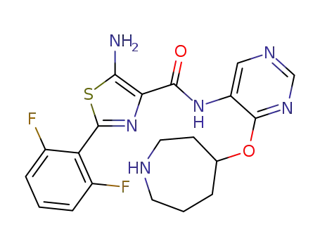 Molecular Structure of 1422470-13-0 (5-amino-N-(4-(azepan-4-yloxy)pyrimidin-5-yl)-2-(2,6-difluorophenyl)thiazole-4-carboxamide)