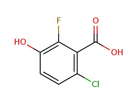 Molecular Structure of 91659-28-8 (Benzoic acid, 6-chloro-2-fluoro-3-hydroxy-)