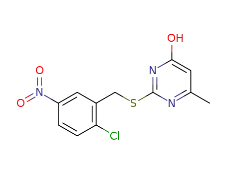 Molecular Structure of 1097798-35-0 (2-{[(2-chloro-5-nitrophenyl)methyl]sulfanyl}-6-methylpyrimidin-4-ol)