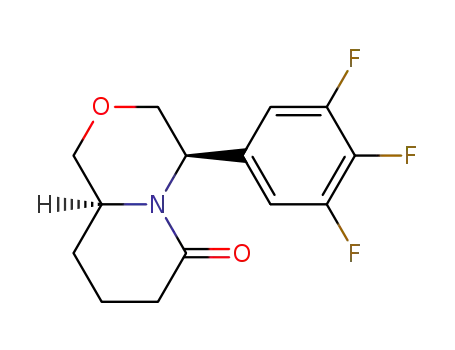 Molecular Structure of 937816-17-6 ((4R,9aS)-4-(3,4,5-trifluorophenyl)hexahydropyrido[2,1-c][1,4]oxazin-6(1H)-one)