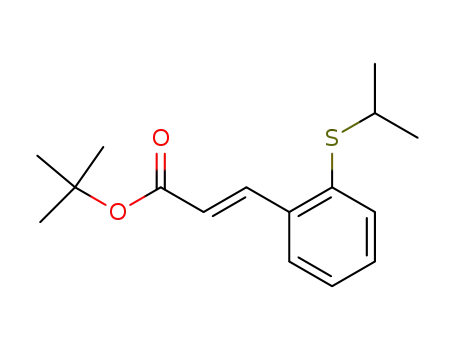 Molecular Structure of 918811-07-1 (2-Propenoic acid, 3-[2-[(1-methylethyl)thio]phenyl]-, 1,1-dimethylethyl
ester, (2E)-)