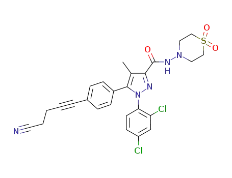 5-(4-[4-cyanobut-1-ynyl]phenyl)-1-(2,4-dichlorophenyl)-4-methyl-N-(1,1-dioxo-thiomorpholino)-1H-pyrazole-3-carboxamide