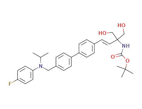 Molecular Structure of 1221257-86-8 ((E)-tert-butyl 4-(4'-(((4-fluorophenyl)(isopropyl)amino)-methyl)biphenyl-4-yl)-1-hydroxy-2-(hydroxymethyl)but-3-en-2-ylcarbamate)