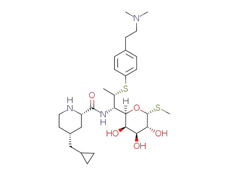 methyl (7S)-6-N-((2′S,4′R)-4′-(cyclopropylmethyl)piperidine-2′-carbonyl)-7-deoxy-7-(4-(2-dimethylaminoethyl)phenyl)thio-α-thiolincosaminide