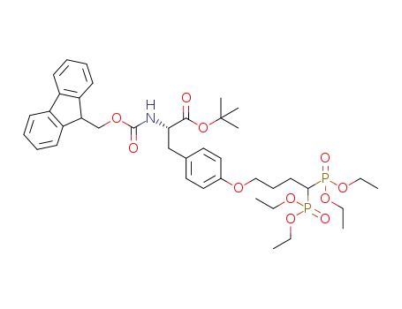 Molecular Structure of 1208103-62-1 (tert-butyl N-(9-fluorenylmethoxycarbonyl)-O-(4,4-bis(diethylphosphono)butyl)-L-tyrosine)