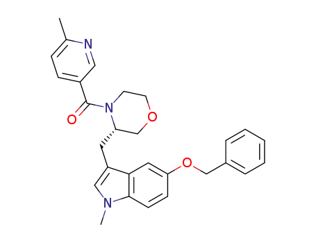 Molecular Structure of 1258972-14-3 ([(S)-3-(5-benzyloxy-1-methyl-1H-indol-3-ylmethyl)morpholine-4-yl]-(6-methylpyridin-3-yl)-methanone)