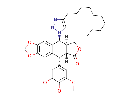 Molecular Structure of 1310548-44-7 (4'-O-demethyl-4β-[(4-decyl)-1,2,3-triazol-1-yl]-4-desoxypodophyllotoxin)