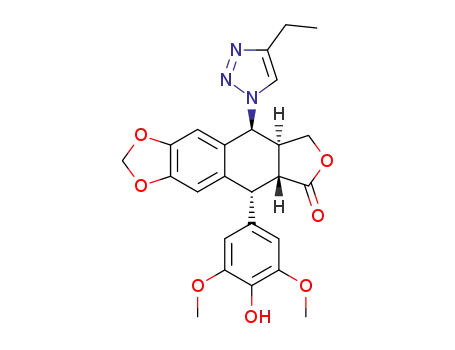 Molecular Structure of 1310548-37-8 (4'-O-demethyl-4β-[4-(ethyl)-1,2,3-triazol-1-yl]-4-desoxypodophyllotoxin)