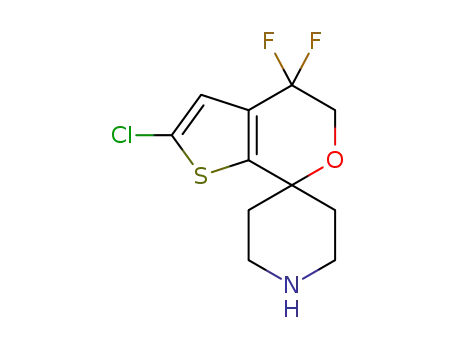 Molecular Structure of 1307248-44-7 (2-chloro-4,4-difluoro-4,5-dihydrospiro[5H-thieno[2,3-c]pyran-7,4'-piperidine])