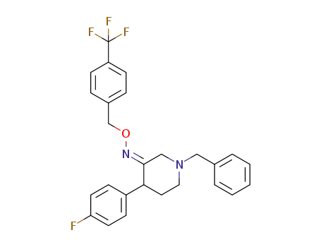 Molecular Structure of 1280635-08-6 ((Z)-1-benzyl-4-(4-fluorophenyl)piperidin-3-one O-4-trifluoromethylbenzyl oxime)
