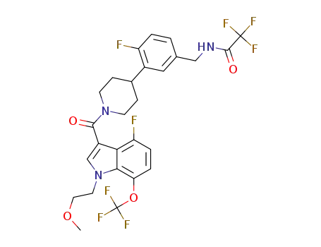 2,2,2-trifluoro-N-(4-fluoro-3-{1-[4-fluoro-1-(2-methoxyethyl)-7-trifluoromethoxy-1H-indole-3-carbonyl]piperidin-4-yl}benzyl)acetamide