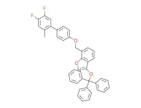 Molecular Structure of 1299490-20-2 (7-(4',5'-difluoro-2'-methyl-biphenyl-4-yloxymethyl)-3-trityloxy-benzo[d]isoxazole)