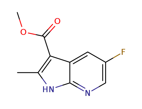 Molecular Structure of 1312755-47-7 (1H-Pyrrolo[2,3-b]pyridine-3-carboxylic acid, 5-fluoro-2-Methyl-, Methyl este)