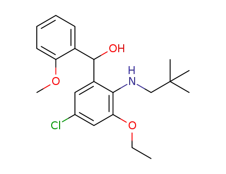 Molecular Structure of 922162-68-3 (Benzenemethanol,
5-chloro-2-[(2,2-dimethylpropyl)amino]-3-ethoxy-a-(2-methoxyphenyl)-)