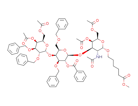 5-(methoxycarbonyl)pentyl 4,6-di-O-acetyl-2,3-di-O-benzyl-α-D-galactopyranosyl-(1->4)-2-O-benzoyl-3,6-di-O-benzyl-β-D-galactopyranosyl-(1->3)-2-acetamido-4,6-di-O-acetyl-2-deoxy-α-D-galactopyranoside