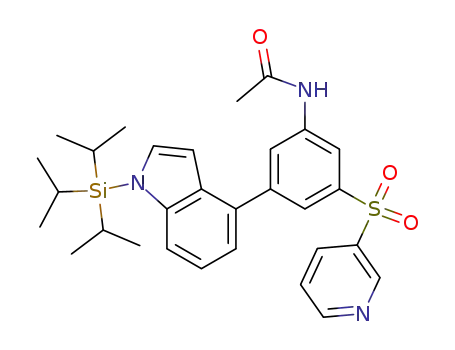 Molecular Structure of 915413-24-0 (N-[3-(pyridine-3-sulfonyl)-5-(1-triisopropylsilanyl-1H-indol-4-yl)-phenyl]-acetamide)