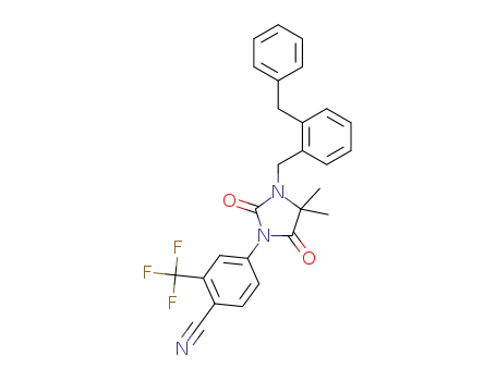 Molecular Structure of 1179803-73-6 (4-[3-(2-benzylbenzyl)-4,4-dimethyl-2,5-dioxoimidazolidin-1-yl]-2-trifluoromethylbenzonitrile)
