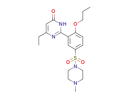 Molecular Structure of 1229017-03-1 (6-ethyl-2-[2-propoxy-5-(4-methyl-1-piperazinylsulfonyl)-phenyl]pyrimidin-4(3H)-one)