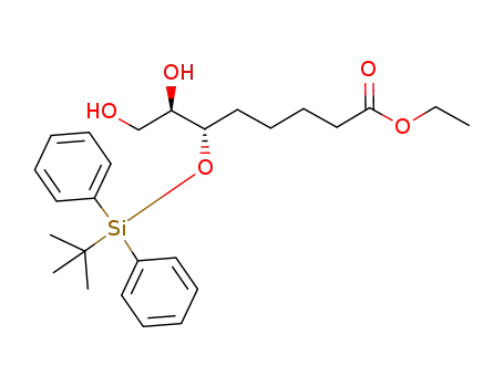 Molecular Structure of 1312759-12-8 (ethyl (6S,7R)-6-tert-butyldiphenylsilyloxy-7,8-dihydroxyoctanoate)
