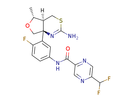 N-(3-((4aS,5R,7aS)-2-amino-5-methyl-4a,5,7,7a-tetrahydro-4H-furo[3,4-d][1,3]thiazin-7a-yl)-4-fluorophenyl)-5-(difluoromethyl)pyrazine-2-carboxamide