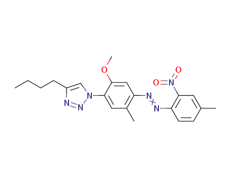 Molecular Structure of 1338226-77-9 (4-butyl-1-(2-methoxy-5-methyl-4-((4-methyl-2-nitrophenyl)diazenyl)phenyl)-1H-1,2,3-triazole)