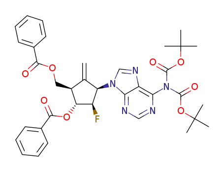 (+)-9-[(1R,2R,3R,4R)-2-fluoro-3-benzyloxy-4-(benzyloxymethyl)-5-methylenecyclopentan-1-yl]-6-N,N-di-Boc-adenine