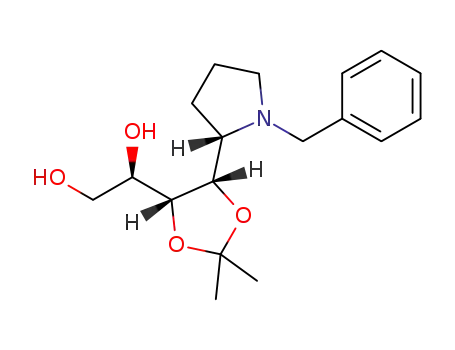 (1R)-1-((4R,5S)-5-(1-benzylpyrrolidin-2-yl)-2,2-dimethyl-1,3-dioxolan-4-yl)ethane-1,2-diol