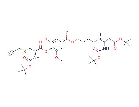 (R)-4-(2,3-bis(tert-butoxycarbonyl)guanidino)butyl 4-((2-((tert-butoxycarbonyl)amino)-3-(prop-2-yn-1-ylthio)propanoyl)oxy)-3,5-dimethoxybenzoate